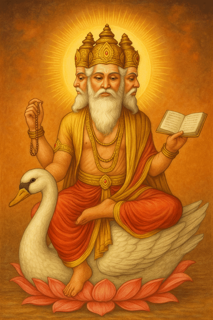 Kyun Nahi Hoti Brahma Ji Ki Pooja? Puranik Kathaon Mein Chhupi Sachchai 3 Chaturmukh Brahma ji hans par virajmaan – ved aur gyaan ke pramukh devta.