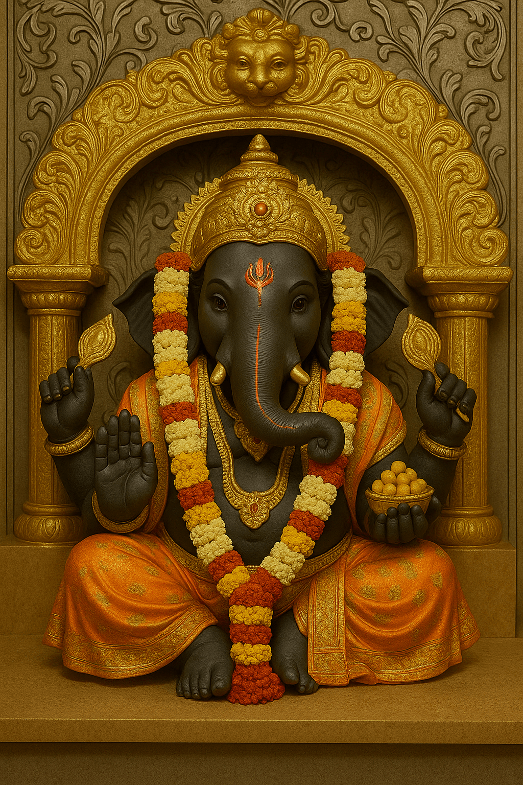 Khajrana Ganesh Mandir Indore ke Shri Ganesh ji ki murti – siddhi, buddhi aur safalta ke pratik."