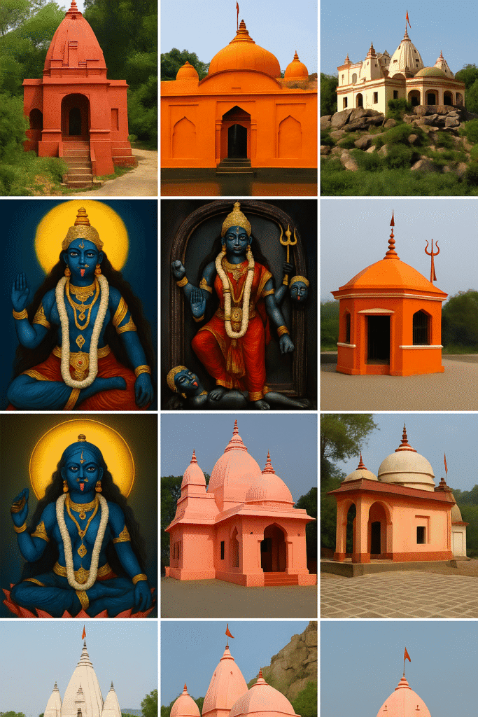 माँ तारा की उपासना से दूर होती हैं मृत्यु और भय 3 माता तारा देवी के दस प्रमुख मंदिरों का सुंदर कोलाज, विविध स्थानों की छवियों के साथ।